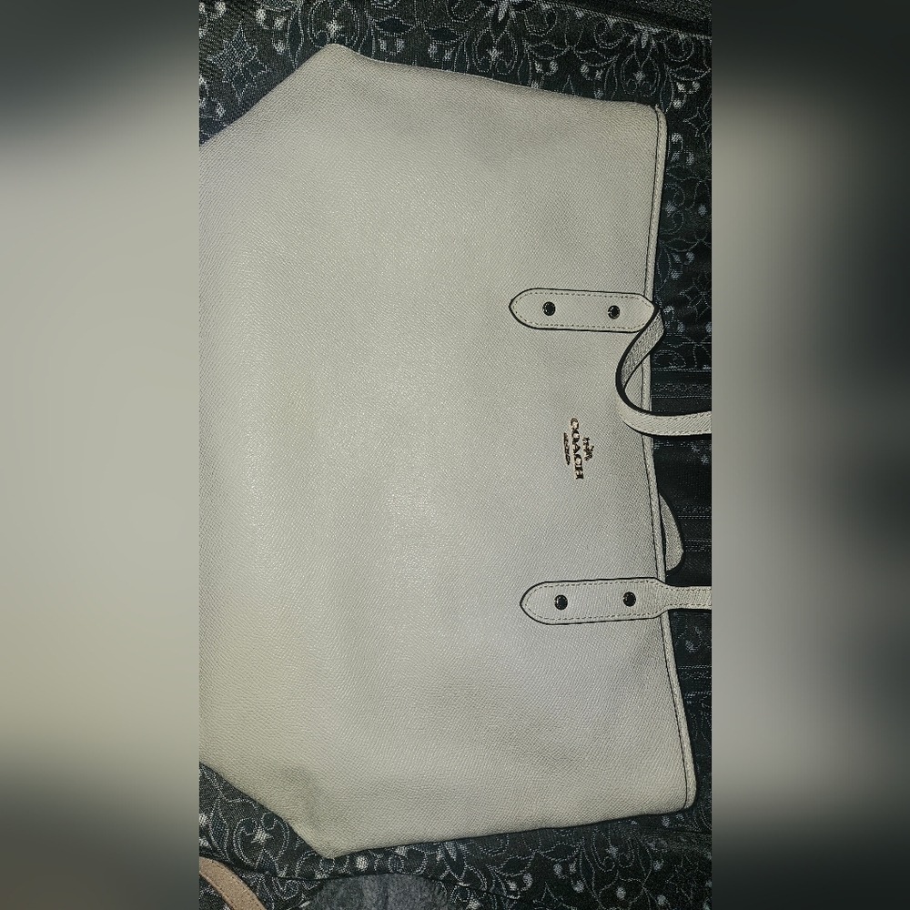 Coach White Leather Tote Bag